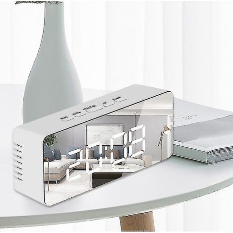 Digitaler LED-Spiegelwecker mit Schlummerfunktion, Tischuhr, Wecklicht, Wohnaccessoire – Rechteckig – Rot (1/5)