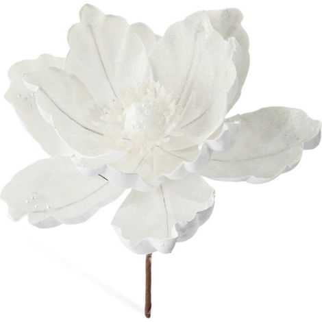 Fleur Artificielle Magnolia - Branche en Tissu avec Feuilles Réalistes - Décoration de Noël Arbre et Couronne - 15 x 23 cm - 1 Pièce (1/5)