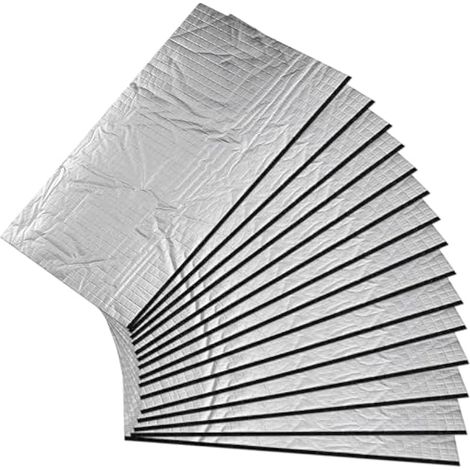 Lot de 15 tapis isolants de 5 mm en aluminium butyle auto-adhésifs, isolants acoustiques, autocollants pour protection contre le bruit, anti-vibrations et isolation phonique (1/4)