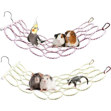 Paquete de 2 redes colgantes para ratones, columpios para pájaros y puentes para loros (1/5)