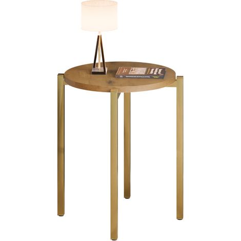 Comodino rotondo moderno 35x35x46 cm in metallo color oro (1/5)