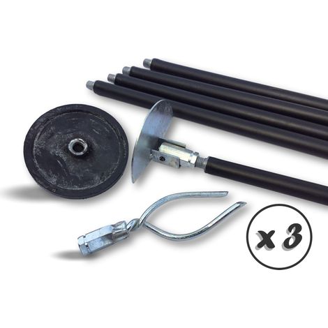 Kibros – Kit déboucheur de canalisation 6,60 m – 5 cannes polypropylène Ø 18 mm – Piston ventouse Ø 95 mm – Racloir demi-lune Ø 100 mm