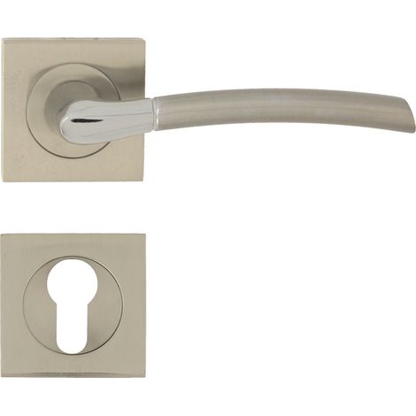 DOMINO Poignée de porte PRESTO-QR M6/M9 PZ Poignée avec plaque PZ pour cylindre profilé Chrome/nickel brillant (1/5)