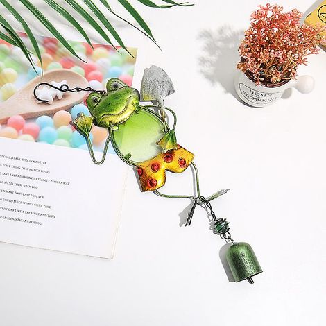 Carillon éolien pendentif grenouille verte pour décoration intérieure et bijoux (1/4)