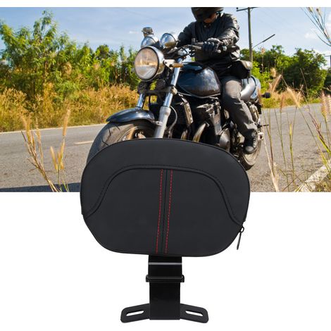 Universelle Motorrad-Fahrersitztasche aus PU-Leder, vorne und hinten, mit roter Paspelierung (1/5)