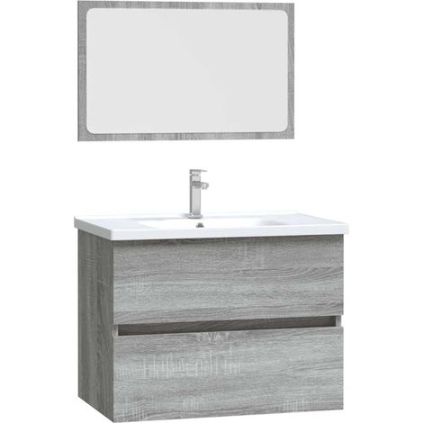 Ensemble de meubles de salle de bain 2 pcs，Ensemble d'armoires de salle de bain Sonoma gris CFW38109