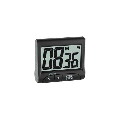 Timer e cronometro digitale, 38.2021.01, cronometro elettronico per uova, con display, cifre grandi, accessori da cucina, sveglia a breve termine, fino a 99 min 59 sec, nero (1/4)