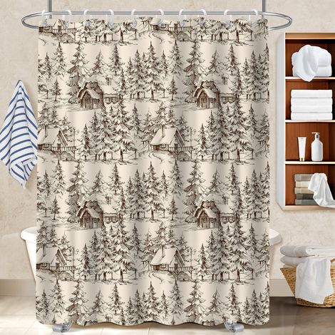 Kit rideau de douche en polyester 180x180 original voile de douche pour ambiance spa à domicile (1/5)
