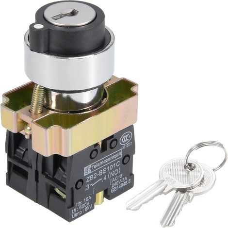 22mm 3 Position Clé Serrage Pousser Bouton Commutateur Avec Clé Dpst AC 240V/3A (1/4)