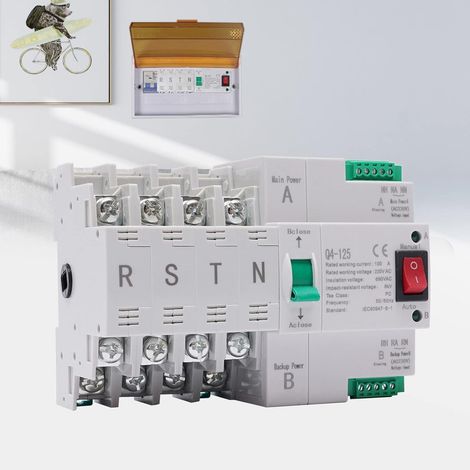 Transferschalter Dual Power Automatischer AC 230V 4P 63A Lastumschalter Notstrom Umschalter, für Kommunaler Strom USV Wechselrichter Solar