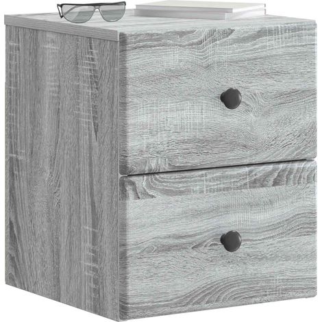 Maison Exclusive - Mobiletto da notte a muro 2 pcs Grigio Sonoma 34,5 x 33 x 40 cm