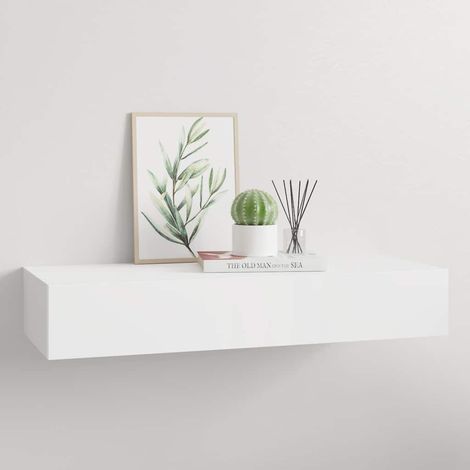vidaXL Estante con cajón de pared MDF blanco 60x23,5x10 cm (1/5)