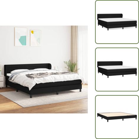 Boxspringbett mit Matratze Schwarz 160x200 cm Stoff - Boxspringbett - Doppelbett - Schlafraum - Bettgestell - Bettenrahmen (1/5)