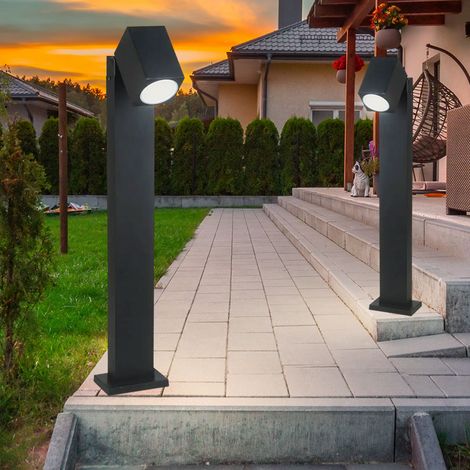 Lampada da terra Faretto orientabile, esterno, vialetto, giardino, luce esterna, in piedi, nero, alluminio, 1x GU10, AxLxP 80x10,5x11,75 cm, set di 2