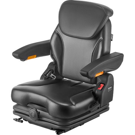 VEVOR Siege de Chariot Elevateur Universel, 54x60x67 cm, Siege de Tracteur de Suspension avec Dossier Reglable, Accoudoir, Appui-tete, Ceinture de Securite, Micro-interrupteur, pour Chargeur, Tondeuse