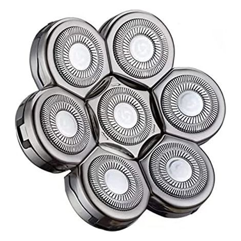 Tête Rasoir têtes, Rasoir électrique Flottant Barbe 7 Têtes pour Homme avec un Rasage Propre,Universel Double Anneau Lame Rasage Remplacement Durable Rapide pour Rasoir électrique 5 6 7 (1/5)