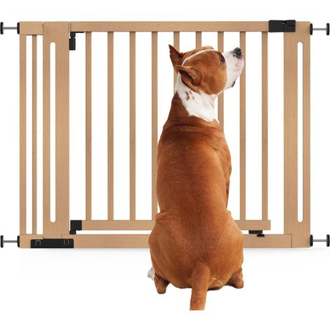 Bettacare Wooden Elegance Dog Gate, Natural, 105cm - 113cm, Pressure Fit Pet Gate, 73cm Extra Wide Doorway, Easy Installation