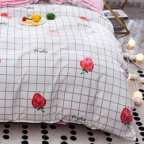 Housse de couette simple brossée douce pour la peau, texture épaisse en pur coton, housse de couette simple pour dortoir étudiant, housse de couette simple Fruit Paradise, 150200cm, douce et agréable (1/5)