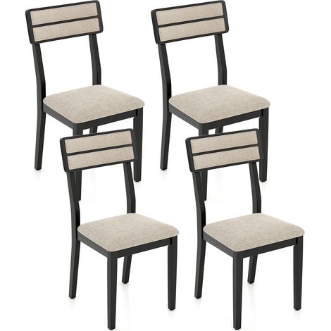 COSTWAY Upholstered Kitchen Chairs Modern Dining Chairs Set of 4-Black (1/5)