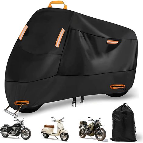 XXL Waterproof Motorcycle Cover, 245 x 105 x 125 cm, Oxford 210D Motorcycle Tarpaulin with Reflective Strips and Lock Hole, Rain Snow Wind Dust UV Protection Cover for Scooter Bike (1/5)