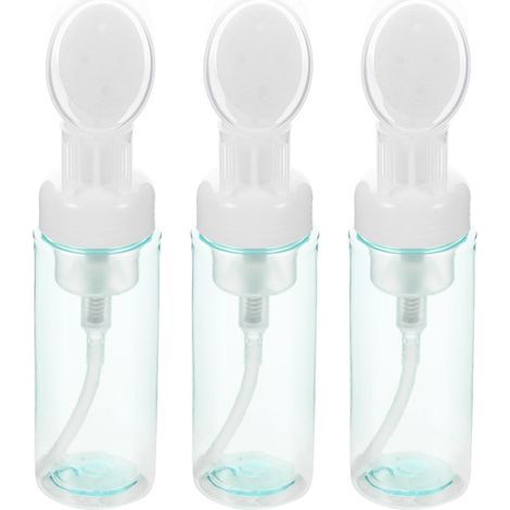 Lot de 3 Flacons Pompe à Pression 60ml Transparents pour Mousse, Bouteilles Mousse Vides avec Embout Brosse, Distributeurs Rechargeables pour Savonnette Moussant, Gel et Soins (1/5)