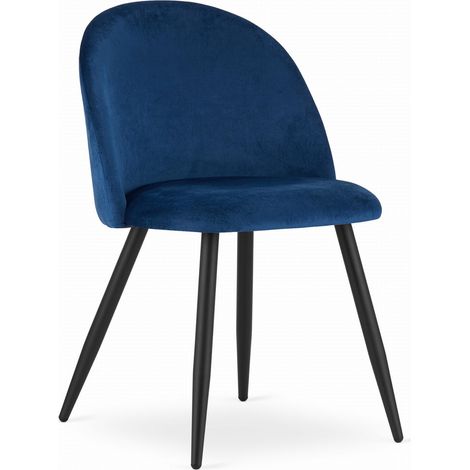 Sedia Bello in velluto blu notte con gambe nere (1/5)