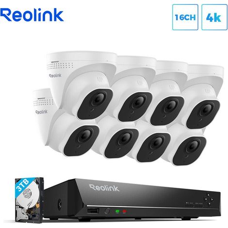 Reolink Kit Vidéo Surveillance avec 4K 8MP 8X Dôme Caméra IP PoE et ...