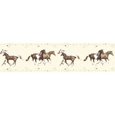 Papier peint enfants Profhome 358382 bordure lisse avec un dessin infantile mat crème brun violet 0,65 m2 (1/2)
