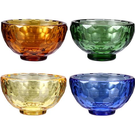 Bol D'offrande Bouddhiste en Cristal 4 Pièces Motif Alvéolé, Design Classique et Stable, Petit Format pour Offrandes et Rituels Spirituels (1/5)