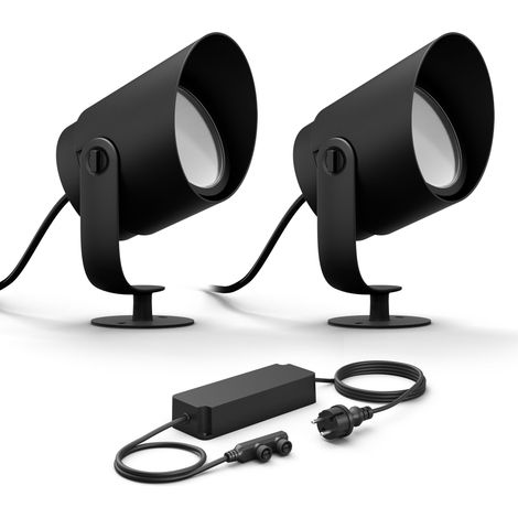 Philips Hue Lily XL Kit de base avec 2 spots de jardin (Anthracite) Lumière blanche et colorée - Incl. Câble d'alimentation - White and Color Ambiance (1/5)