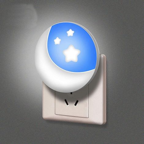 Veilleuse LED à prise avec capteur de lumière, veilleuse pour enfants, motif lune et étoiles, éclairage automatique pour chambre, escalier, couloir, toilettes, cuisine (1/5)