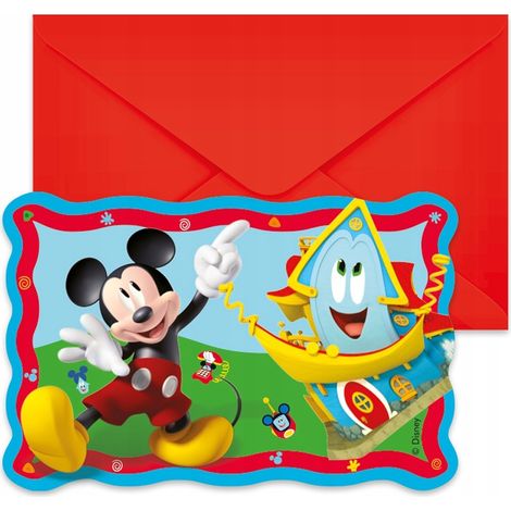 Mickey-Mouse-Einladungen mit Umschlägen, 6 Stück (1/2)