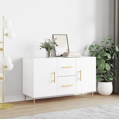 Credenza,Madia per salotto,Buffet da cucina Moderna Bianca 100x36x60 cm in Legno Multistrato MCI352260 BonneVie (1/5)