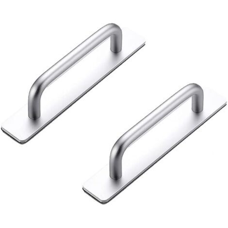 Pair Lot de 2 poignées adhésives en aluminium pour armoire, chambre, salle de bain, cuisine (106 mm, argent)