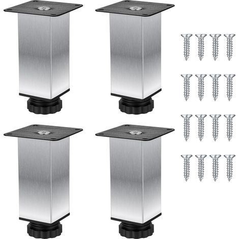 4 patas para muebles de 15 cm, ajustables de 0 a 12 mm, de acero inoxidable, con altura ajustable, ideales para sofás, camas, mesas y armarios de cocina.