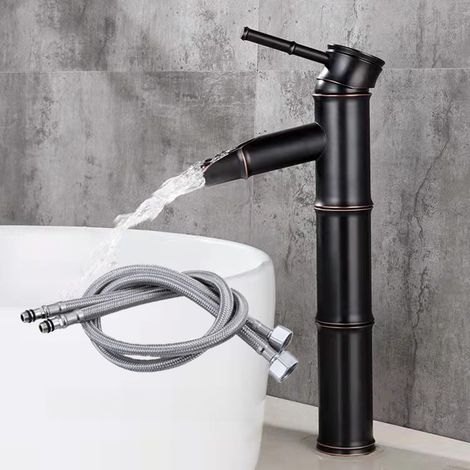 Robinet de lavabo de salle de bain en bronze vintage, robinet monotrou eau chaude et froide, diamètre intérieur 1,25" - 1,57" (1/4)