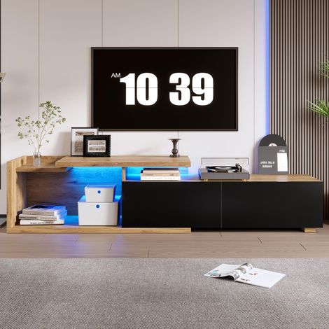 Meuble TV modulaire avec module mobile et éclairage LED : Conception flexible 2 en 1, combinable individuellement, extensible jusqu'à 2 m pour une flexibilité maximale de la pièce et un espace de rang