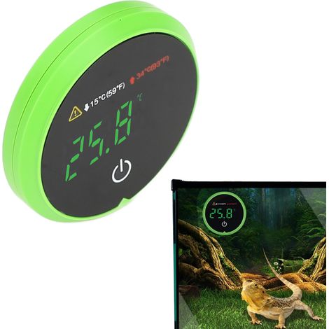Mini thermomètre électronique tactile pour aquarium avec affichage de la température en ℃/℉ et plage d'alarme de température haute/basse. (1/5)