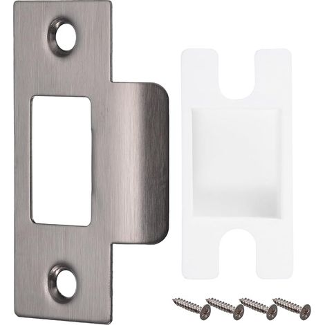 Plaque de Frappe de Porte, 70mm x 40.3mm en Acier Inoxydable 304 avec Boîte pour Encadrement de Porte, Gris Foncé (1/5)