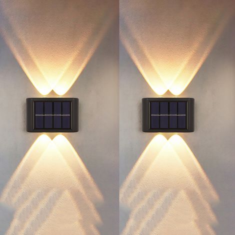 2PCS Éclairage solaire de clôture, éclairage solaire de marches, éclairage de terrasse, patio, piscine, lumière blanche chaude 3000 K (1/5)