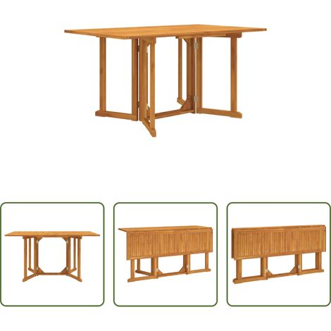Table extérieure - Table de jardin papillon pliante 150x90x75 cm bois massif teck (1/5)