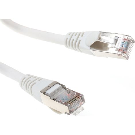 Câble Ethernet cat 5e Avec connecteur gaine PVC Blanc / , Aluminium, 2m ( Prix pour 1 )