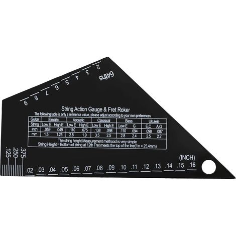 Misuratore di altezza delle corde per chitarra, scala di livellamento dei tasti ad alta precisione con tabelle metriche e di conversione, righello per l'altezza delle corde, strumento di livellamento 