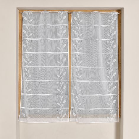 Modulable en maille à motif de feuilles latérales Blanc 90x220 cm