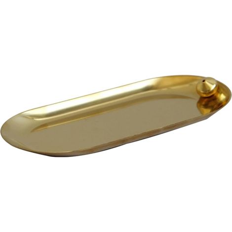 Porte-Parfum en Métal Or Élégant Plateau Ovale pour Spa et Contemplation, Aide Sommeil et Soulagement du Stress (1/5)