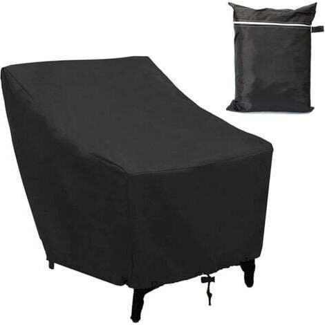 AIPER Housse Fauteuil Jardin Extérieur à Assise Profonde 210D Imperméable Couverture pour Chaise Patio Anti UV Anti-Vent avec Corde Ajustable,80x85x91cm (1/4)