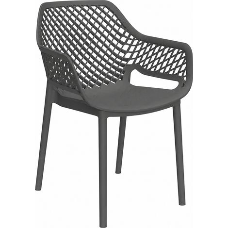 SEDIA IN POLIPROPILENE SCHIENALE FORATO 'ARIA ARMCHAIR' grafite - BICA (1/2)