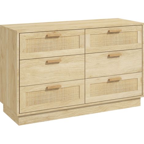 Commode cannage 6 tiroirs SONIA bois naturel (1/5)