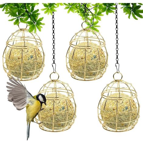 4 Pièces Mangeoires pour Oiseaux Sauvages, Mangeoire Oiseaux Extérieur, Mangeoire à Oiseaux Suspendue à Boule, Mangeoires Oiseaux à Suspendre en Métal, Mangeoire pour Les Oiseaux (1/5)