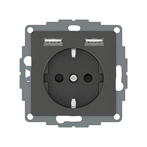 Prise Schuko merten USB 2 4 A anthracite mat
